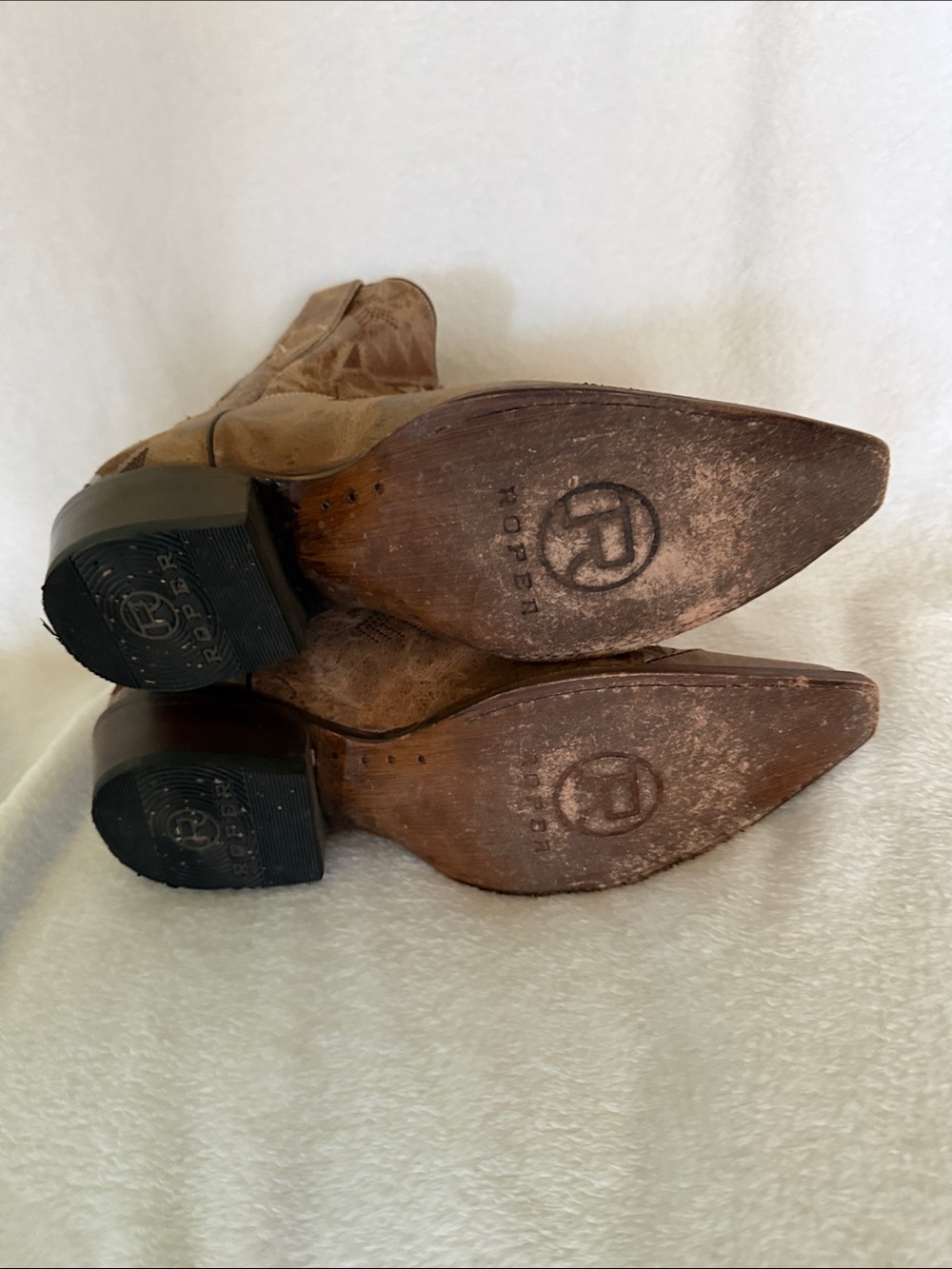Roper Brown Leather Western Embroidered Ankle Boots - Picture 5 of 6